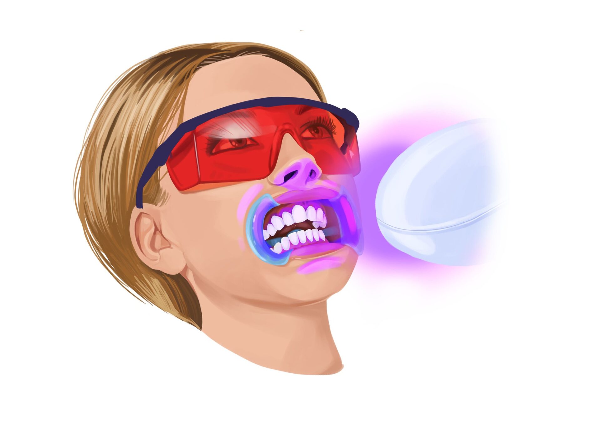 illustration of a woman whitening her teeth