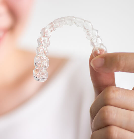 closeup of a clear aligner