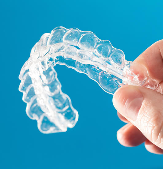 closeup of a set of clear aligners